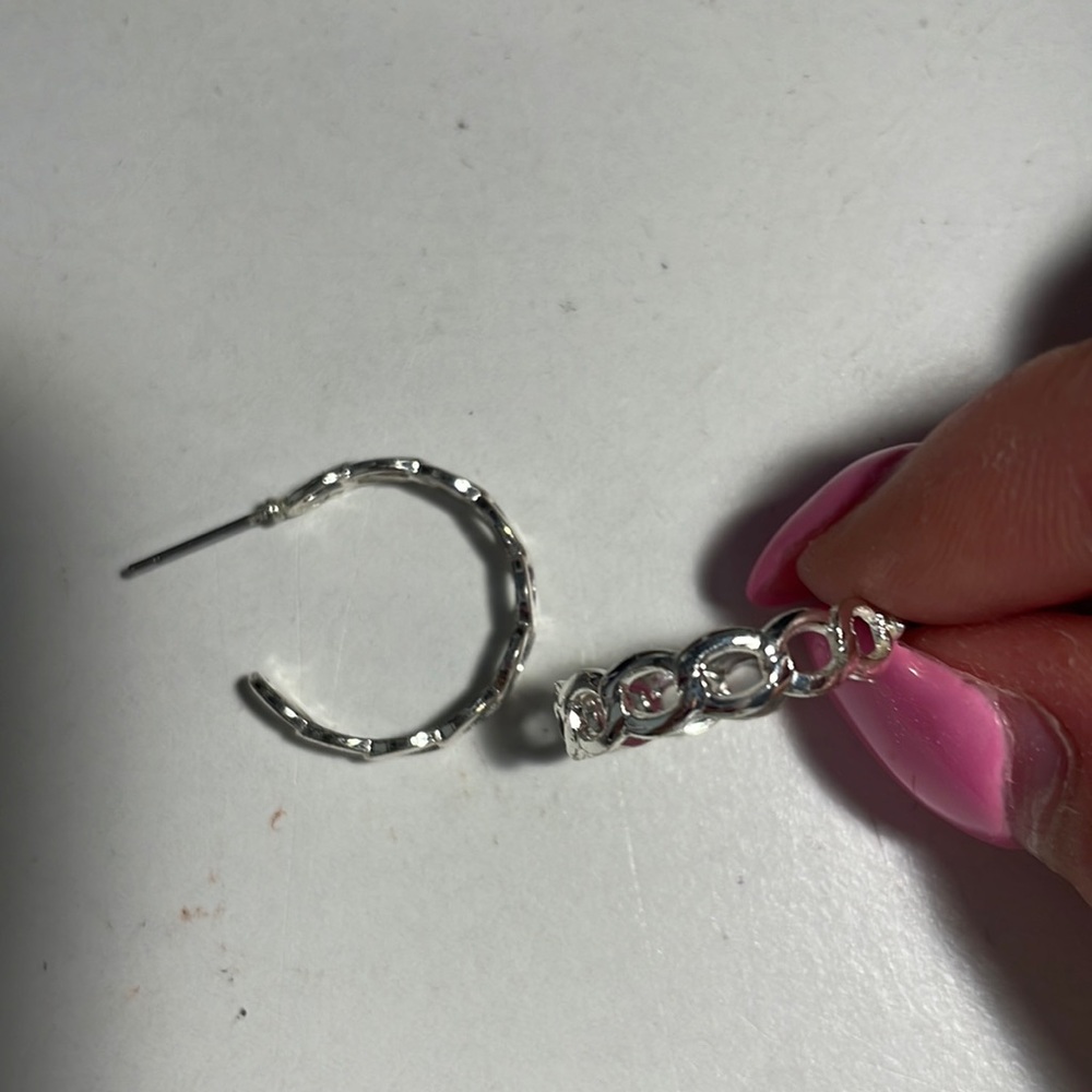silver hoops, have a chain look
